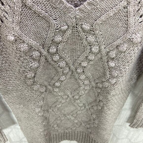 American Eagle Tunic Sweater Size S Bobble Neutral Taupe Beige V Neck - Picture 5 of 10